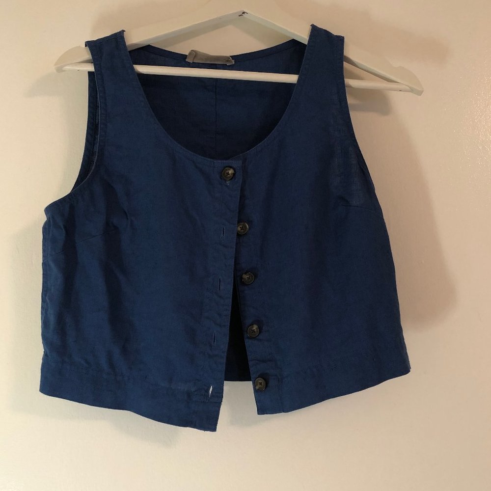 Everlane Linen Button-Front Crop Tank